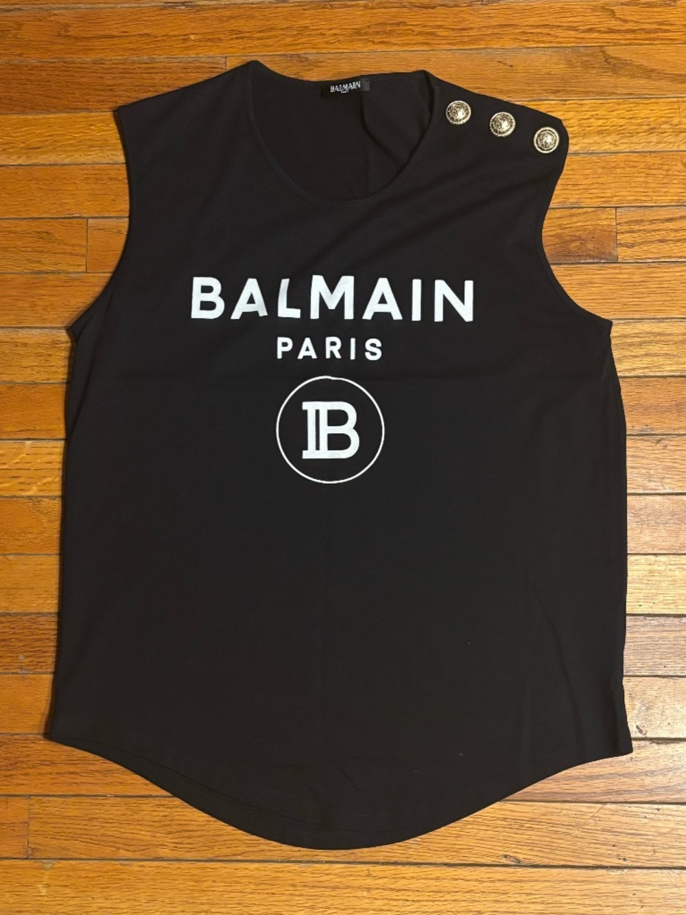 Balmain Paris Cotton Logo Graphic Tank